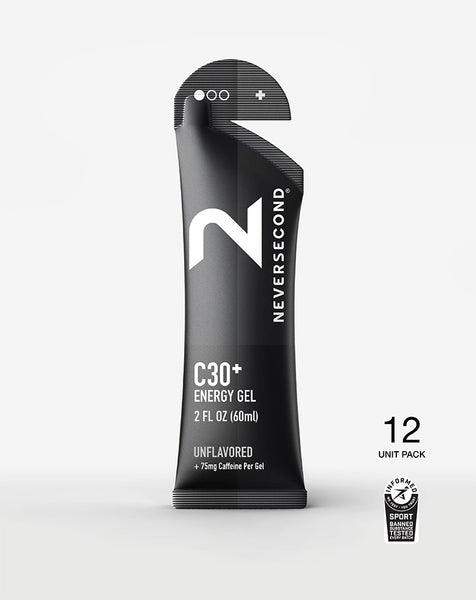 C30+ Unflavored Caffeine Energy Gel 12 Pack – NEVERSECOND